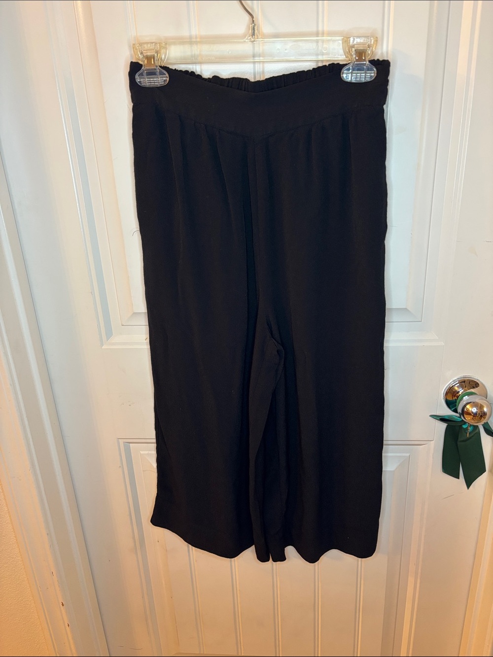 Madewell Black Cropped Wide-Leg Pants